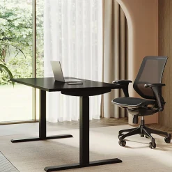 Realspace® Magellan 60"W Pneumatic Height-Adjustable Standing Desk, Espresso