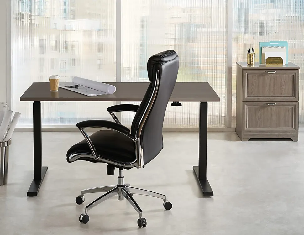 Realspace® Magellan 60"W Pneumatic Height-Adjustable Standing Desk, Gray