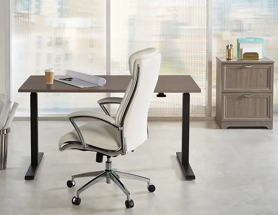 Realspace® Magellan 60"W Pneumatic Height-Adjustable Standing Desk, Gray