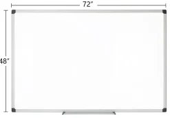 Realspace™ Magnetic Dry-Erase Whiteboard, 48" x 72", Silver Frame