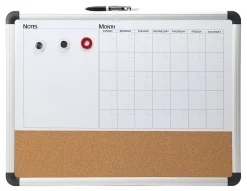 Realspace™ Magnetic Dry-Erase Whiteboard/Cork Calendar Board, 18