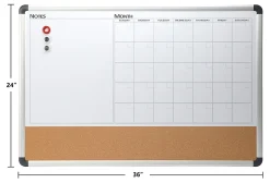 Realspace™ Magnetic Dry-Erase Whiteboard/Cork Calendar Board, 24