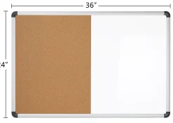 Realspace™ Magnetic Dry-Erase Whiteboard/Cork Bulletin Board, 24" x 36", Silver Aluminum Frame