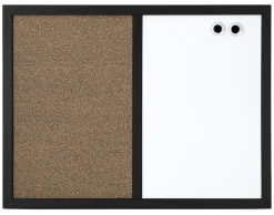 Realspace™ Magnetic Dry-Erase Whiteboard/Cork Bulletin Board, 18" x 24", Black Frame