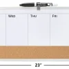 Realspace™ Magnetic Dry-Erase Whiteboard/Cork Weekly Calendar Board, 7 1/2" x 23", Silver Plastic Frame