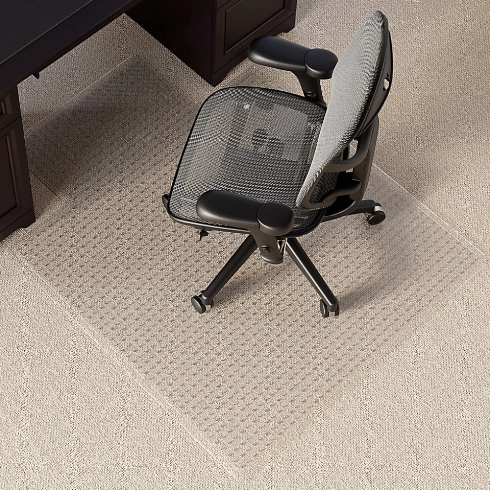 Realspace™ Medium Pile Chair Mat, Wide Lip, Ramped Edge, 45" x 53", Clear