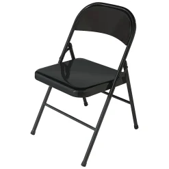 Realspace® Metal Folding Chairs, Black, Set Of 4 Chairs