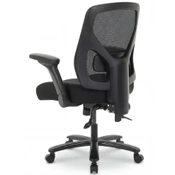 Realspace® MFTC 400 Big & Tall Ergonomic Mesh/Fabric High-Back Chair with Flip-Up Armrests, Black/Black, BIFMA Compliant