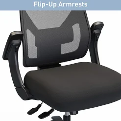 Realspace® MFTC 400 Big & Tall Ergonomic Mesh/Fabric High-Back Chair with Flip-Up Armrests, Black/Black, BIFMA Compliant