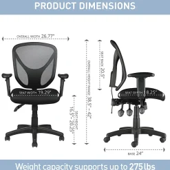Realspace® MFTC 200 Ergonomic Mesh Mid-Back Task Office Chair, Black, BIFMA Compliant