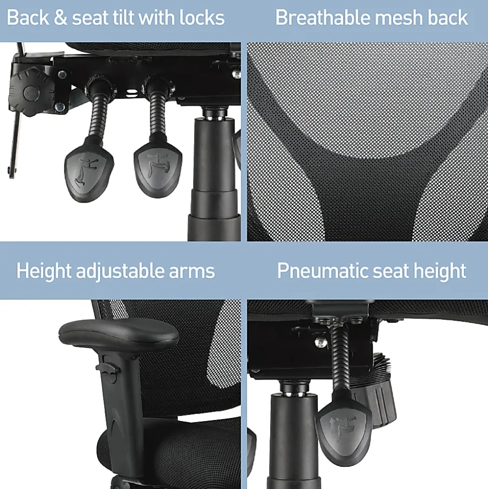 Realspace® MFTC 200 Ergonomic Mesh Mid-Back Task Office Chair, Black, BIFMA Compliant