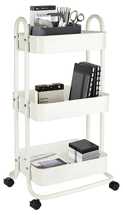 Realspace® Mobile 3-Tier Storage Cart, 35-5/8