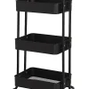 Realspace® Mobile 3-Tier Storage Cart, 35-5/8"H x 17-15/16"W x 14-5/16"D, Black
