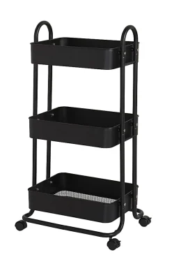 Realspace® Mobile 3-Tier Storage Cart, 35-5/8"H x 17-15/16"W x 14-5/16"D, Black