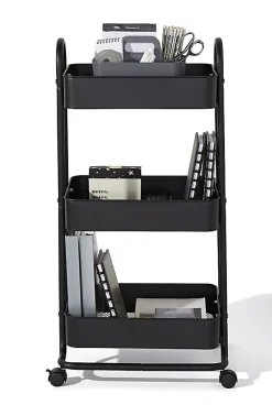 Realspace® Mobile 3-Tier Storage Cart, 35-5/8