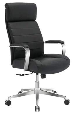 Realspace® Modern Comfort Modee Vegan Leather High-Back Executive Office Chair, Black/Chrome, BIFMA Compliant