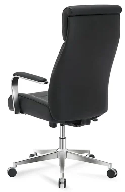 Realspace® Modern Comfort Modee Vegan Leather High-Back Executive Office Chair, Black/Chrome, BIFMA Compliant