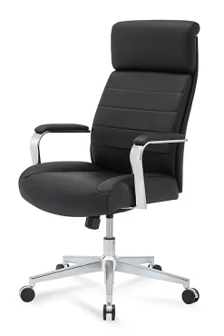 Realspace® Modern Comfort Modee Vegan Leather High-Back Executive Office Chair, Black/Chrome, BIFMA Compliant