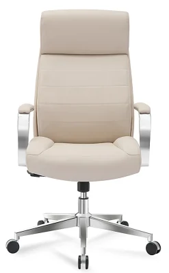 Realspace® Modern Comfort Modee Vegan Leather High-Back Executive Office Chair, Sand/Chrome, BIFMA Compliant