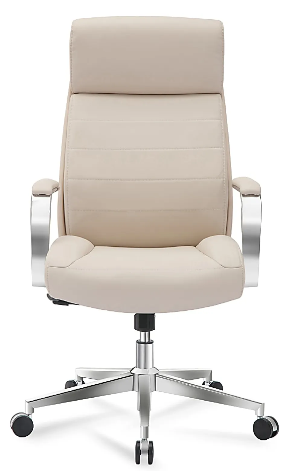 Realspace® Modern Comfort Modee Vegan Leather High-Back Executive Office Chair, Sand/Chrome, BIFMA Compliant