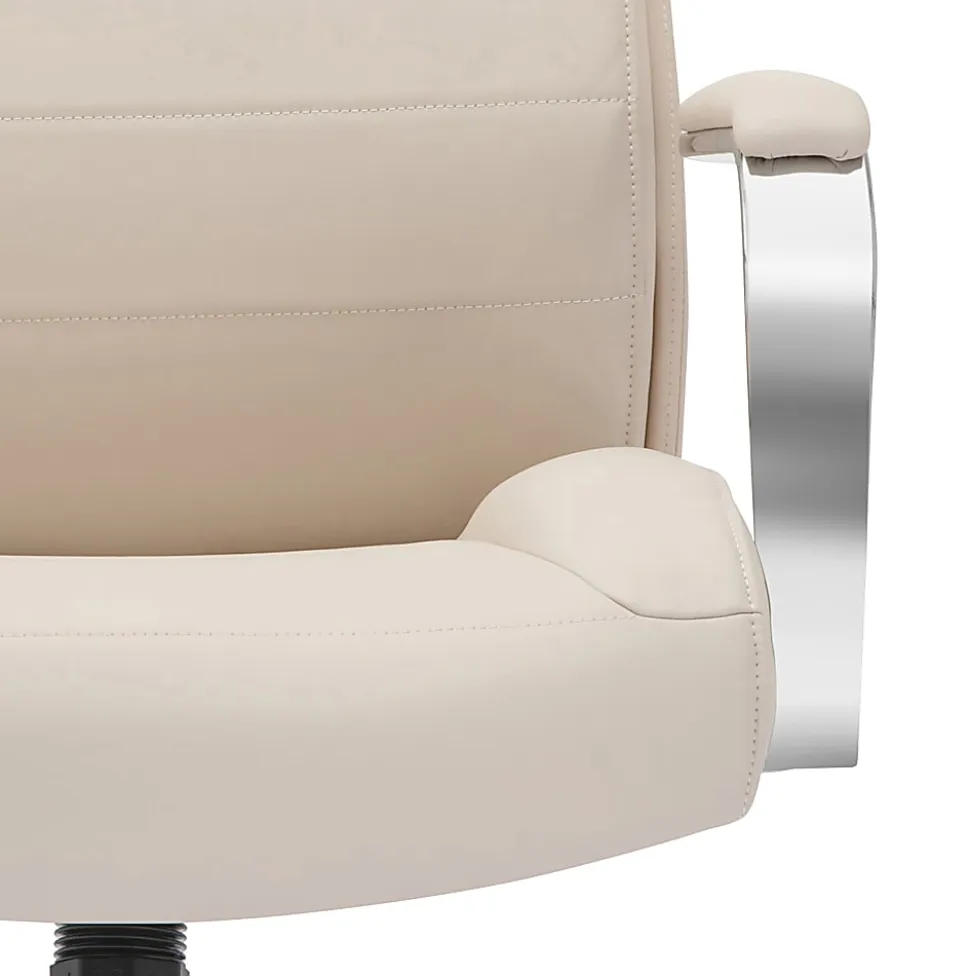 Realspace® Modern Comfort Modee Vegan Leather High-Back Executive Office Chair, Sand/Chrome, BIFMA Compliant