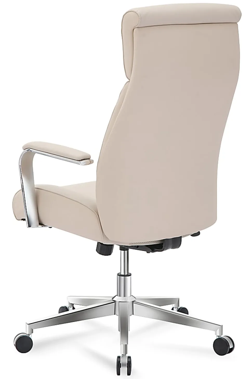 Realspace® Modern Comfort Modee Vegan Leather High-Back Executive Office Chair, Sand/Chrome, BIFMA Compliant