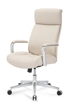 Realspace® Modern Comfort Modee Vegan Leather High-Back Executive Office Chair, Sand/Chrome, BIFMA Compliant
