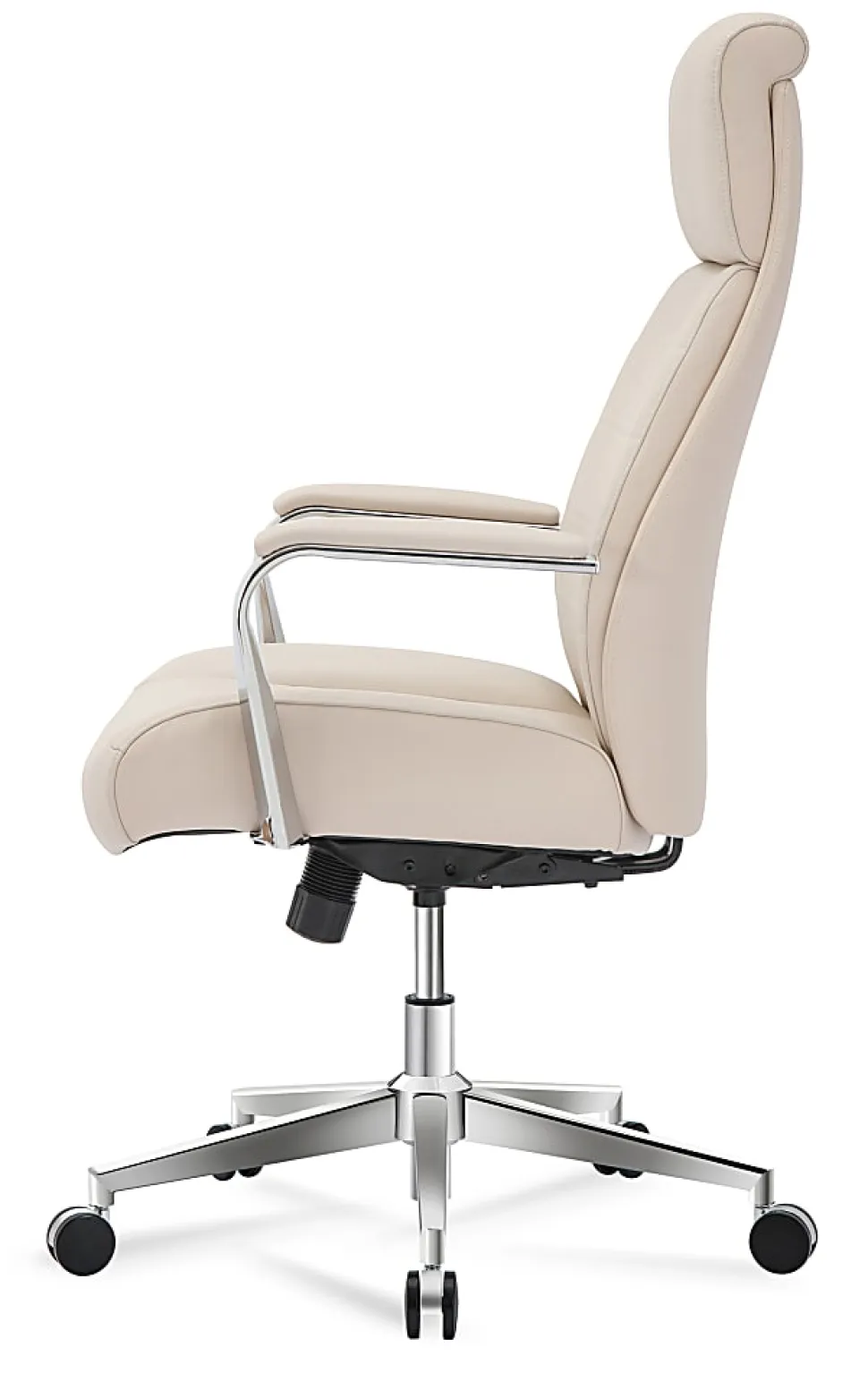Realspace® Modern Comfort Modee Vegan Leather High-Back Executive Office Chair, Sand/Chrome, BIFMA Compliant