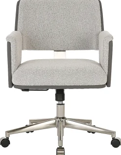 Realspace® Modern Comfort Picali Bouclé Fabric/Vegan Leather Low-Back Task Office Chair, White Stone/Gray/Brushed Nickel, BIFMA Compliant