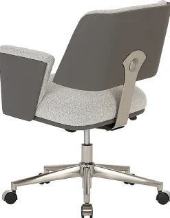 Realspace® Modern Comfort Picali Bouclé Fabric/Vegan Leather Low-Back Task Office Chair, White Stone/Gray/Brushed Nickel, BIFMA Compliant