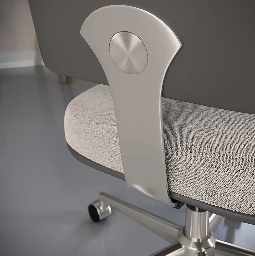 Realspace® Modern Comfort Picali Bouclé Fabric/Vegan Leather Low-Back Task Office Chair, White Stone/Gray/Brushed Nickel, BIFMA Compliant