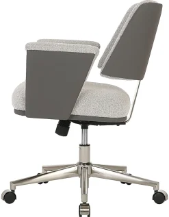Realspace® Modern Comfort Picali Bouclé Fabric/Vegan Leather Low-Back Task Office Chair, White Stone/Gray/Brushed Nickel, BIFMA Compliant