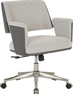 Realspace® Modern Comfort Picali Bouclé Fabric/Vegan Leather Low-Back Task Office Chair, White Stone/Gray/Brushed Nickel, BIFMA Compliant