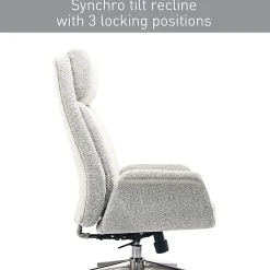 Realspace® Modern Comfort Pizana Bouclé Fabric High-Back Executive Office Chair, Light Sand/Brushed Nickel, BIFMA Compliant