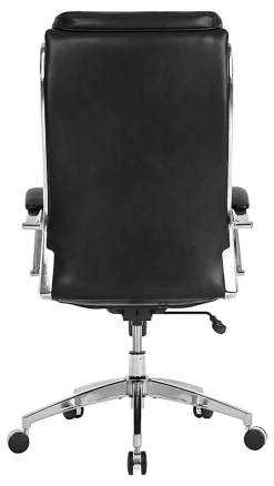 Realspace® Modern Comfort Verismo Bonded Leather High-Back Executive Office Chair, Black/Chrome, BIFMA Compliant
