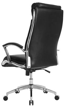 Realspace® Modern Comfort Verismo Bonded Leather High-Back Executive Office Chair, Black/Chrome, BIFMA Compliant