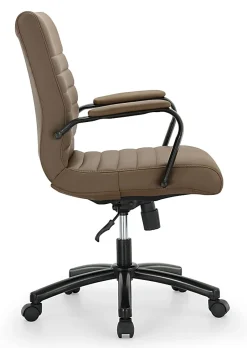 Realspace® Modern Comfort Winsley Bonded Leather Mid-Back Manager Office Chair, Brown/Black, BIFMA Compliant