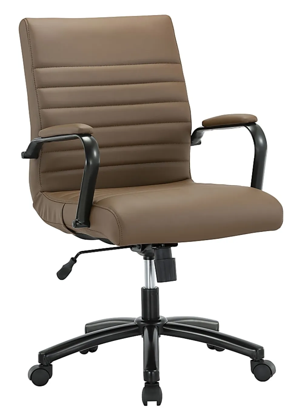 Realspace® Modern Comfort Winsley Bonded Leather Mid-Back Manager Office Chair, Brown/Black, BIFMA Compliant