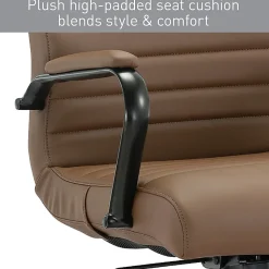 Realspace® Modern Comfort Winsley Bonded Leather Mid-Back Manager Office Chair, Brown/Black, BIFMA Compliant
