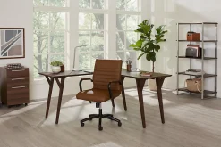 Realspace® Modern Comfort Winsley Bonded Leather Mid-Back Manager Office Chair, Brown/Black, BIFMA Compliant