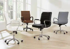 Realspace® Modern Comfort Winsley Bonded Leather Mid-Back Manager Office Chair, Brown/Black, BIFMA Compliant