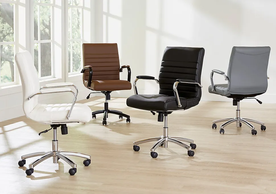 Realspace® Modern Comfort Winsley Bonded Leather Mid-Back Manager Office Chair, Brown/Black, BIFMA Compliant