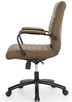Realspace® Modern Comfort Winsley Bonded Leather Mid-Back Manager Office Chair, Brown/Black, BIFMA Compliant