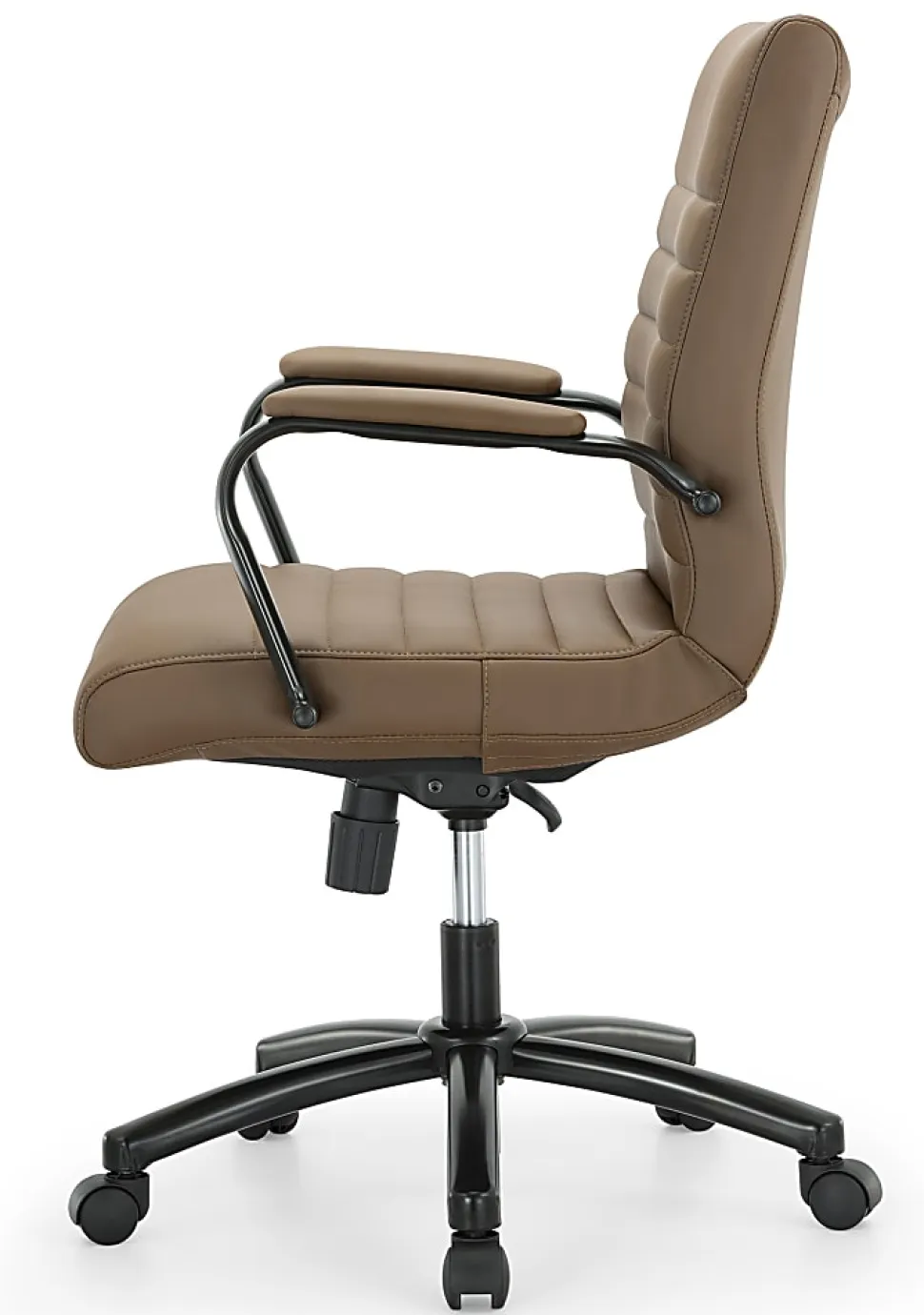 Realspace® Modern Comfort Winsley Bonded Leather Mid-Back Manager Office Chair, Brown/Black, BIFMA Compliant