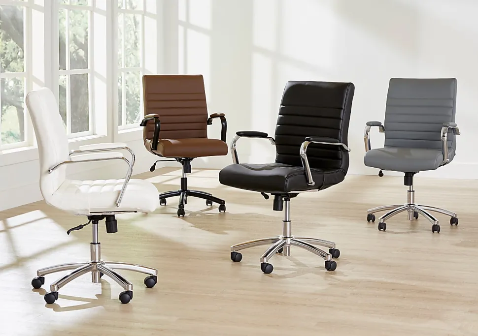 Realspace® Modern Comfort Winsley Bonded Leather Mid-Back Manager Office Chair, Brown/Black, BIFMA Compliant