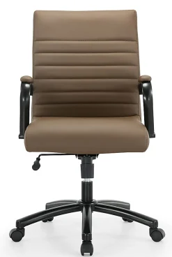 Realspace® Modern Comfort Winsley Bonded Leather Mid-Back Manager Office Chair, Brown/Black, BIFMA Compliant