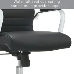 Realspace® Modern Comfort Winsley Bonded Leather Mid-Back Manager Office Chair, Black/Silver, BIFMA Compliant