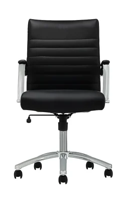 Realspace® Modern Comfort Winsley Bonded Leather Mid-Back Manager Office Chair, Black/Silver, BIFMA Compliant