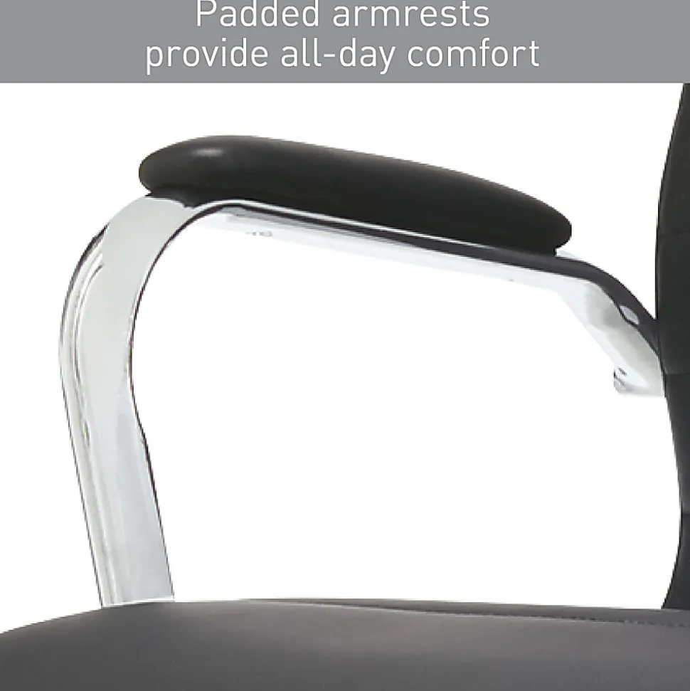 Realspace® Modern Comfort Winsley Bonded Leather Mid-Back Manager Office Chair, Black/Silver, BIFMA Compliant