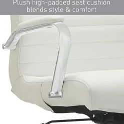 Realspace® Modern Comfort Winsley Bonded Leather Mid-Back Manager Office Chair, White/Silver, BIFMA Compliant